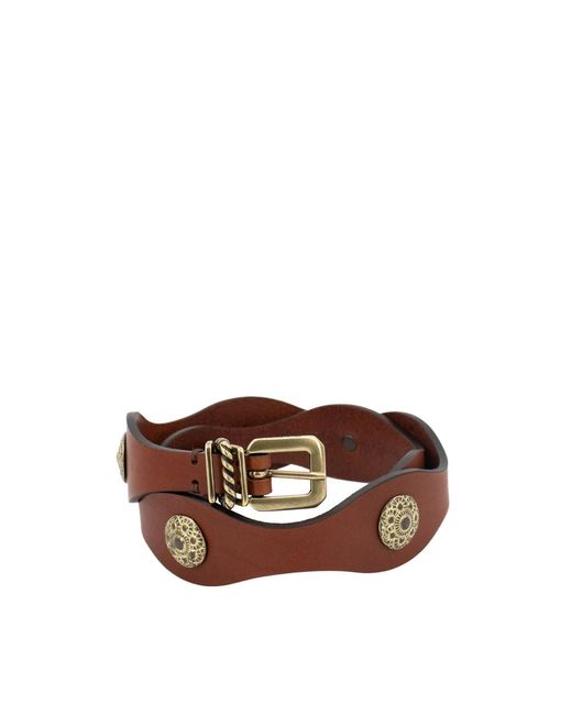 Etro Brown Ledergürtel Mit Schmucksteinen