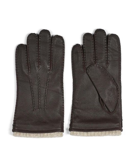 Howard London Donkerbruine Leren Handschoenen in het Black voor heren
