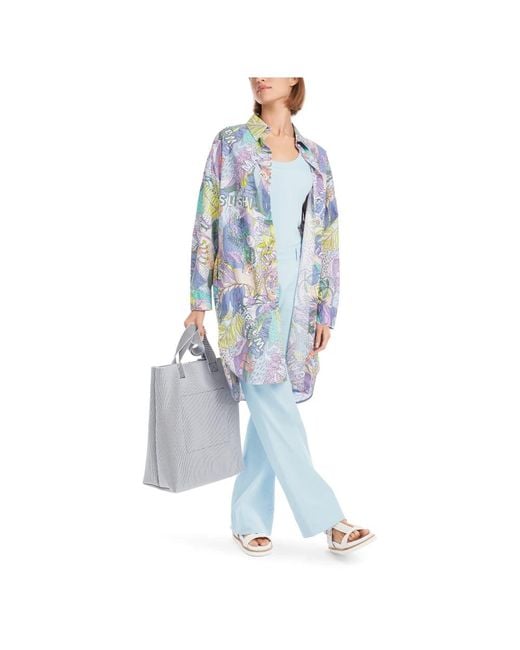 Marc Cain Blue Exotisches Sushi-Print-Hemd-Kleid