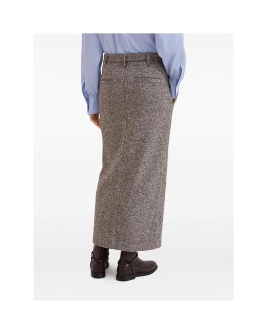 Brunello Cucinelli Brown Brauner High-Waist-Rock Mit Schlitz