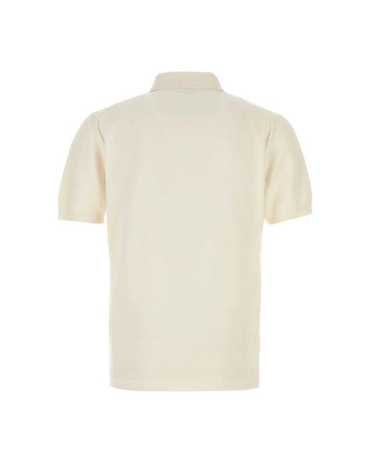 Tom Ford Tops ,Wit ,Katoen Silk Cotton Piquet Ss Polo in het Natural voor heren