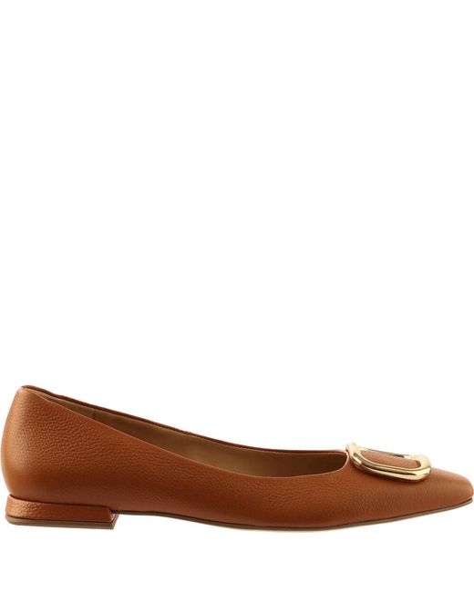 Högl Brown Geprägte Leder Ballerinas