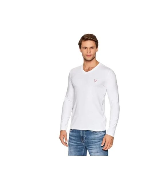 Guess Modernes Core Langarm T-Shirt in White für Herren