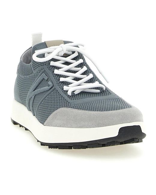 Kiton Technische Baumwoll-Sneakers in Blue für Herren