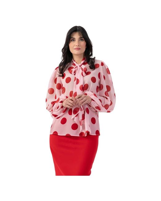 Kocca Overhemden ,Roze ,Stijlvolle Losvallende Blouse Met Stippen in het Red