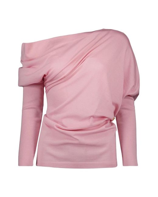 Round-Neck Knitwear di Moschino in Pink