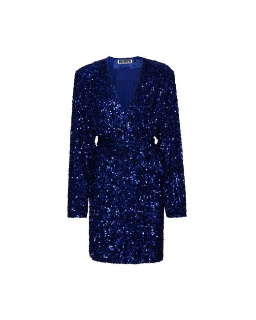 ROTATE BIRGER CHRISTENSEN Blue Pailletten Wickelkleid Blau Iris