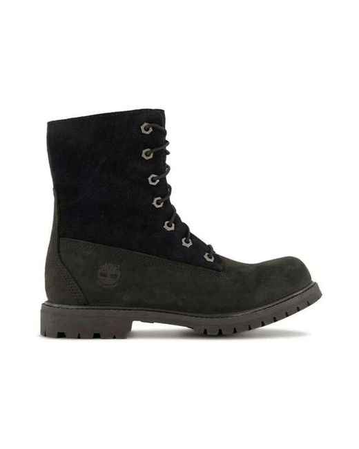 Timberland Black Wasserdichte fleece fold down stiefel