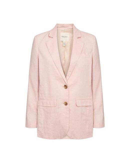 Part Two Jassen ,Roze ,Linnen Lotus Linnen Jas Met V-Hals in het Pink