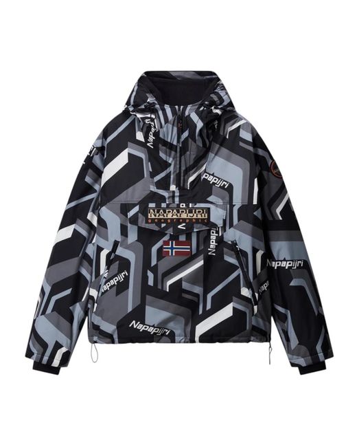 Napapijri Jassen ,Zwart ,Polyester Rainforest Next Anorak Jacket in het Black voor heren