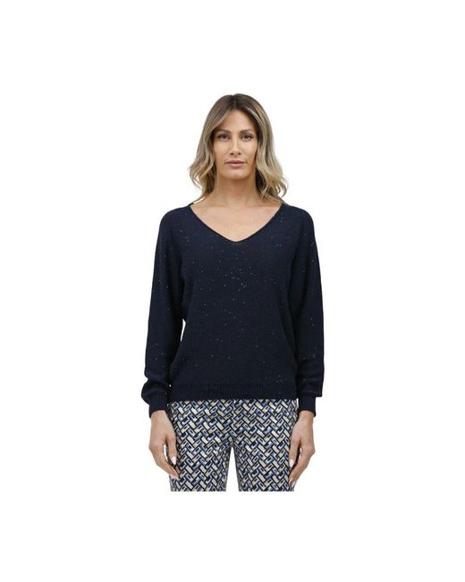 Gran Sasso Black V-Ausschnitt Pailletten Top