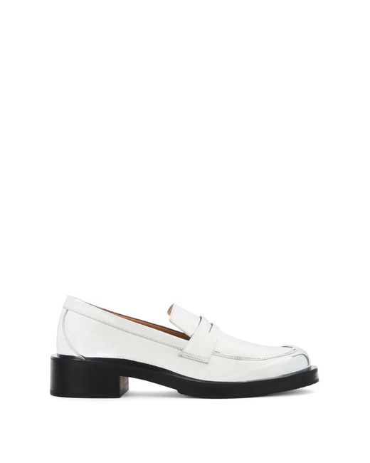 Stuart Weitzman White Leather Specchio Palmer Bold Loafers