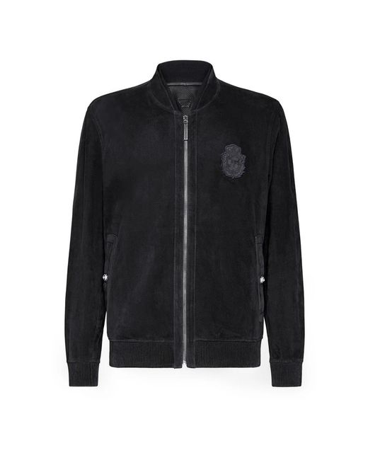 Billionaire Jassen ,Blauw ,Suède Leren Jas Crest in het Black voor heren