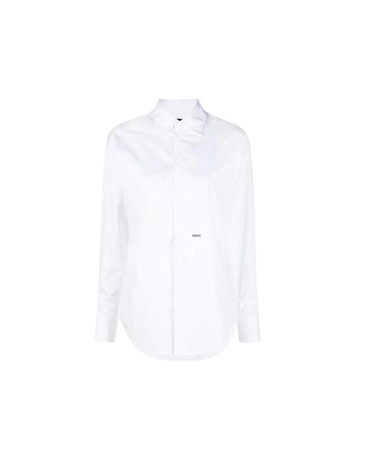 DSquared² Overhemden ,Wit ,Katoen Stretch Katoenen Overhemd in het White