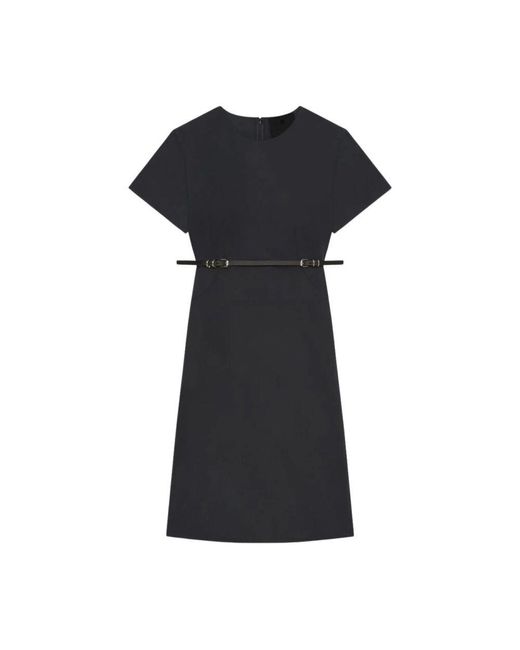 Givenchy Black Schwarzes Ledergürtel Etuikleid