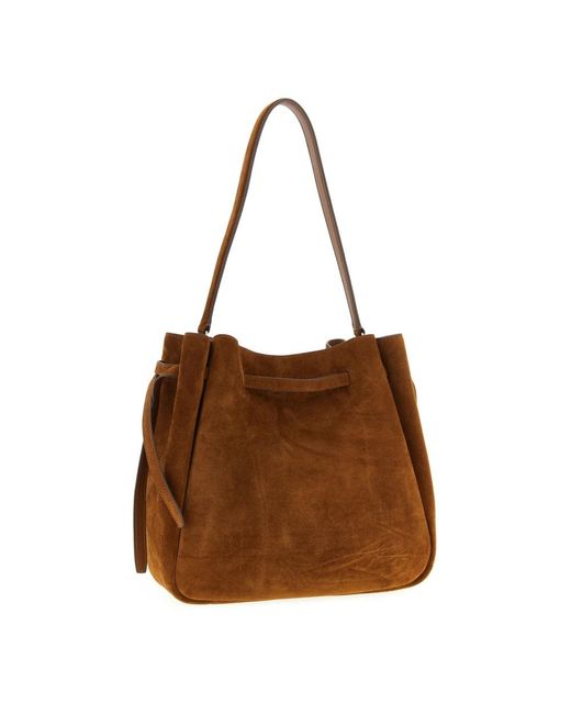 Tory Burch Large Romy Suede Bucket Bag in het Brown