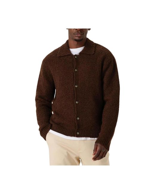 SELECTED Truien & Vesten ,Bruin ,Bruine Gebreide Boucle Polo Trui in het Brown voor heren