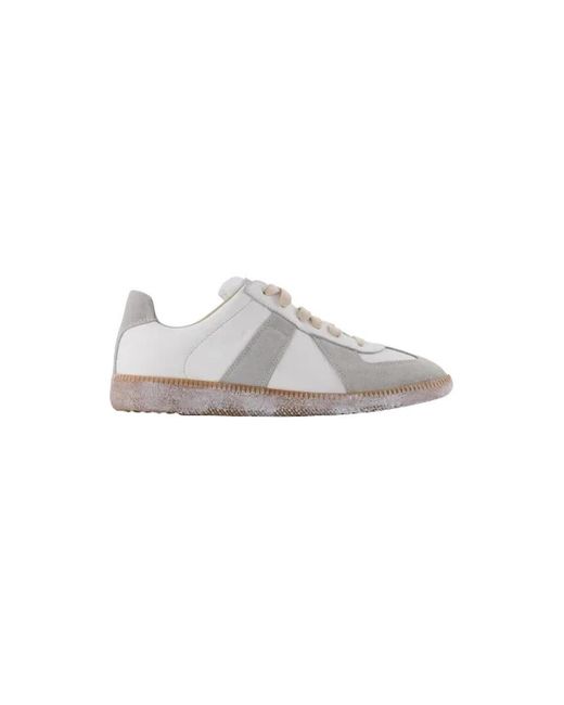 Maison Margiela Gray Replica Deconstructed Sneakers In Leather