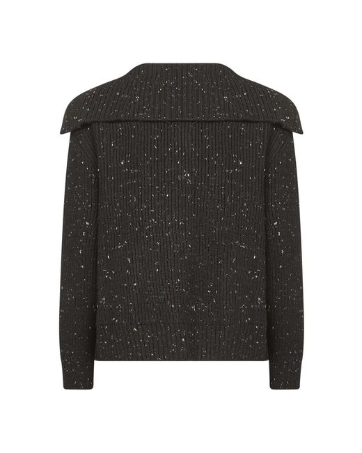 Bottega Veneta Truien & Vesten ,Bruin ,Wol Gouden Knoop Sweater Fondant in het Black