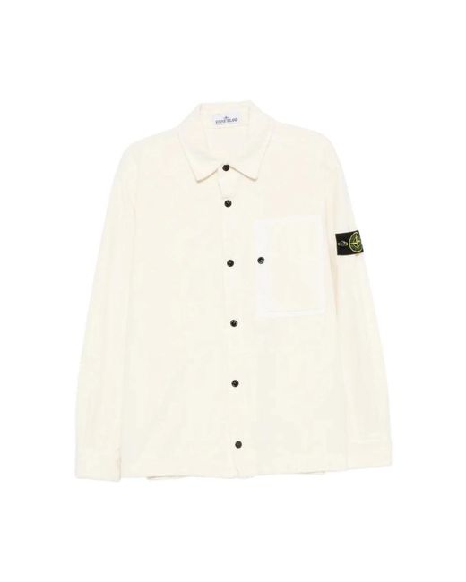 Stone Island White Casual Shirts for men