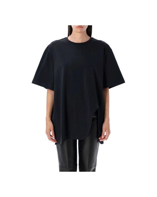 The Attico Zwarte Diana T-Shirt Met Logo Borduursel in het Black