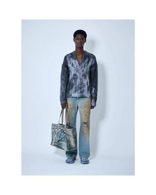 Acne Verwaschener Zip-Up Sweater in Blue für Herren