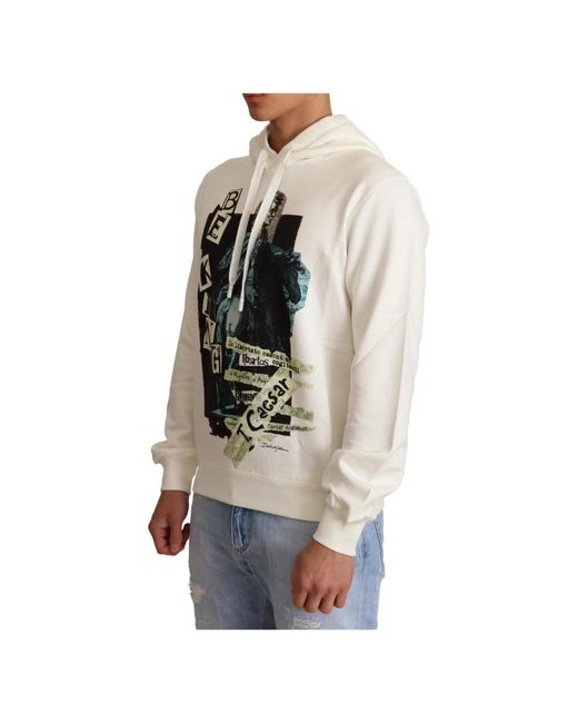 Dolce & Gabbana White Hoodies for men