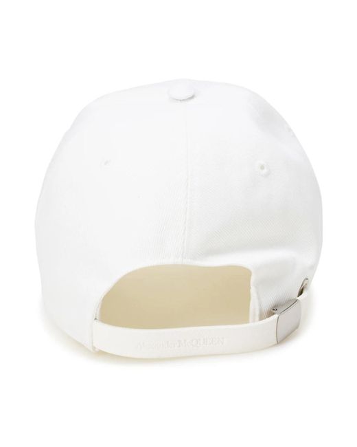 Alexander McQueen Weiße logo bestickte baumwoll-baseballkappe in White für Herren