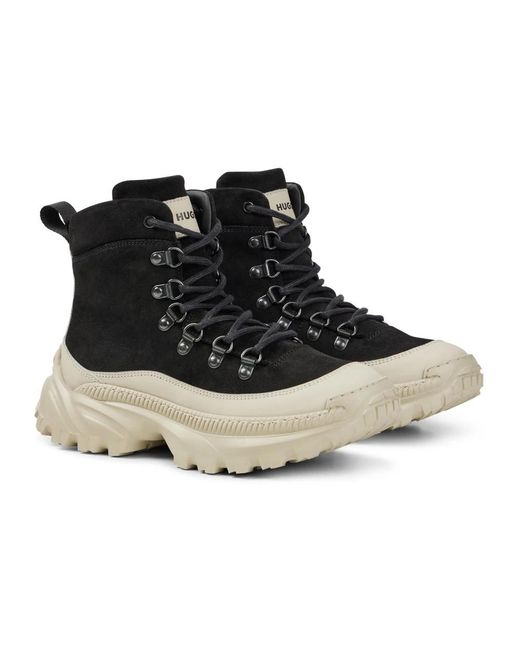 HUGO Black Lace-Up Boots