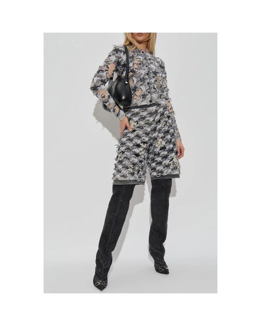 DIESEL Truien & Vesten ,Grijs ,Leer Korte Cardigan M-Sibylla in het Gray