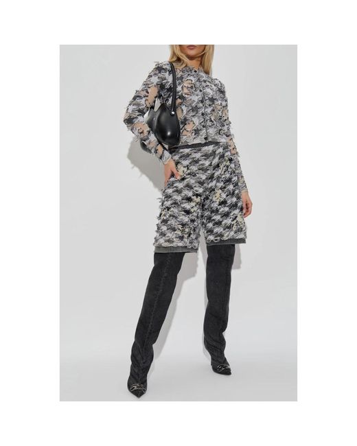 DIESEL Truien & Vesten ,Grijs ,Leer Korte Cardigan M-Sibylla in het Gray