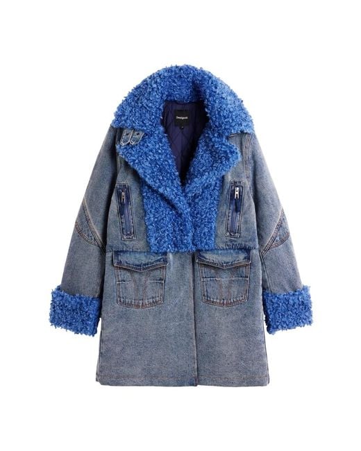 Desigual Blue Faux Fur & Shearling Jackets