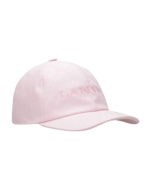 Lanvin Accessoires ,Roze ,Katoen Roze Baseball Katoen Klep Geborduurde Hoed in het Pink