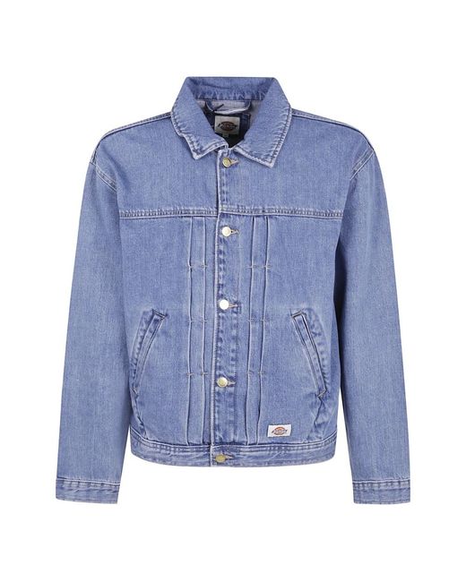 Dickies Jassen ,Blauw ,Denim Geplooide Denim Jas in het Blue voor heren