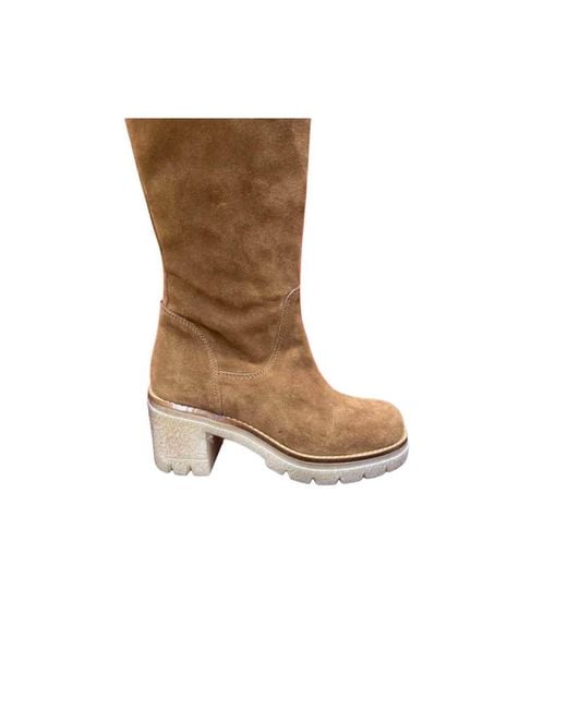 Ovyè Schoenen ,Bruin ,Suède Hoge Laarzen in het Brown