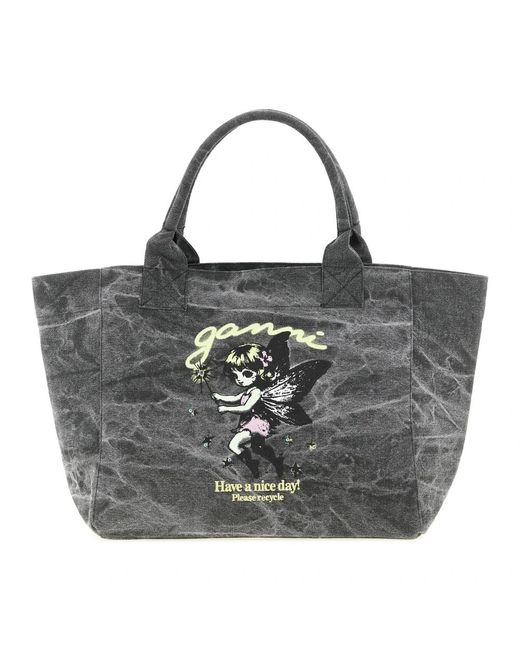 Ganni Black Shopping Bags