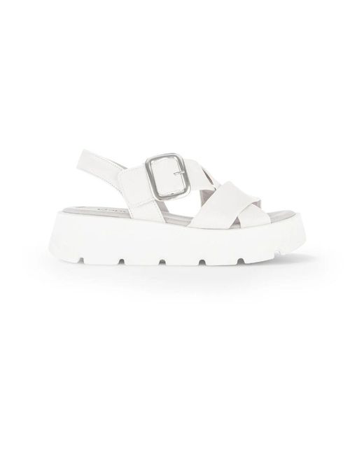 Gabor White Ecru Leder Pantoletten
