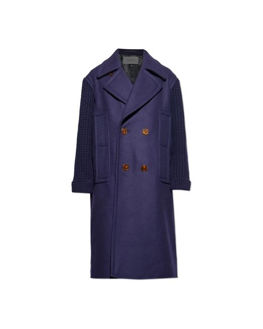 Lanvin Jassen ,Blauw ,Wol Lange Wollen Peacoat in het Blue voor heren