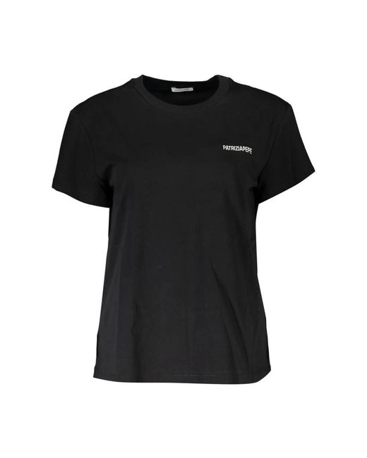 Camiseta de algodón negra bordada con cuello redondo Patrizia Pepe de color Black