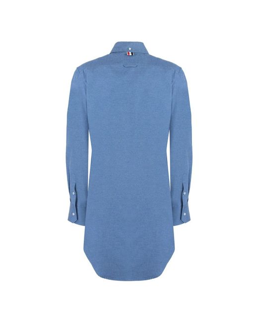 Thom Browne Blue Logo patch baumwollhemd
