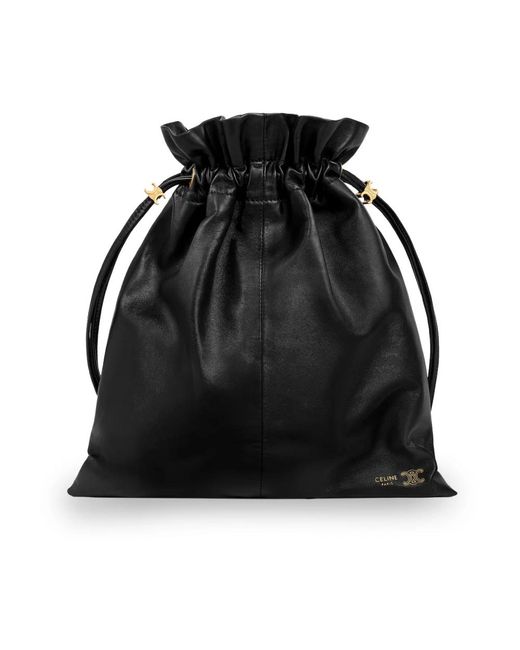 Céline Black Drawstring Bucket Bag
