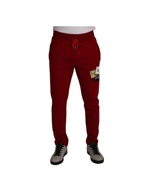 Dolce & Gabbana Rote logo patch jogging sweat pants in Red für Herren