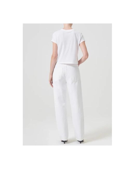Agolde White Straight Trousers