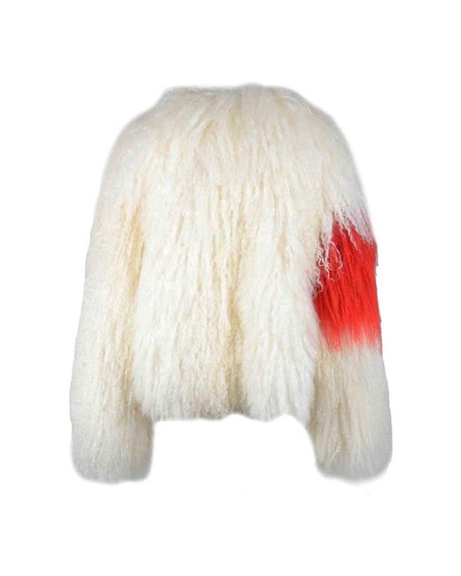 MSGM White Faux Fur & Shearling Jackets