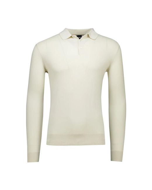 HUGO Tops ,Lange Mouw Creme Polo Shirt in het White voor heren