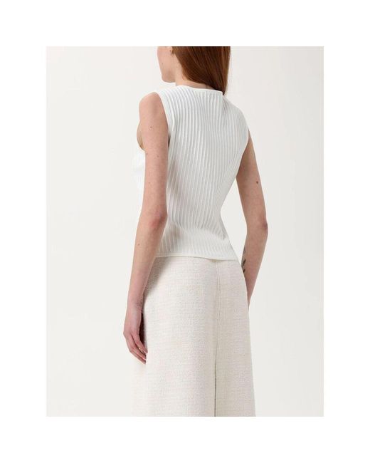 Just Cavalli White Weißen Strickpullover Mit Gerippten Details
