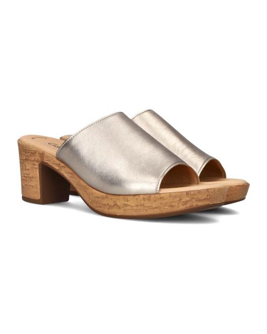 Gabor Brown Roségoldene Slide Sandalen