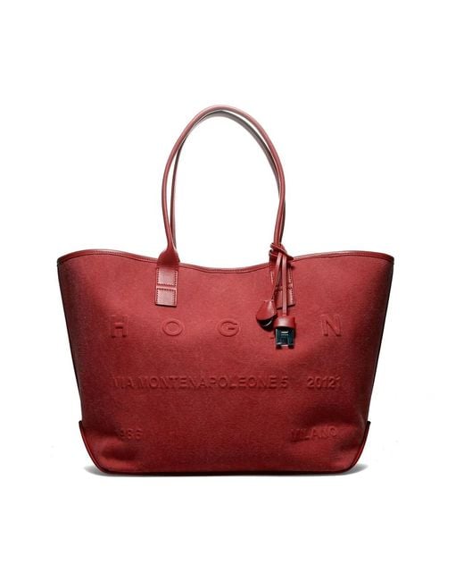 Hogan Script Shopping Bag in het Red