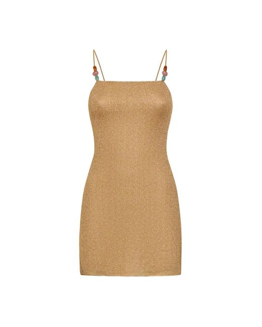 Oseree Lumière Beads Short Dress in het Brown