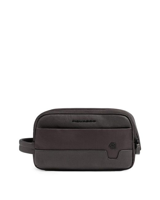 Piquadro Kulturtasche Aus Stoff Und Leder Mit Zwei Fächern in Black für Herren